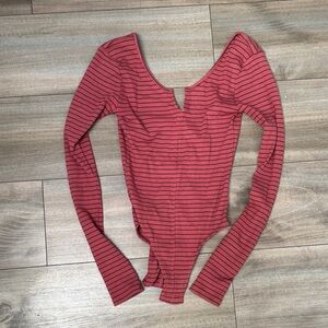 Urban Outfitters Red Striped Bodysuit
